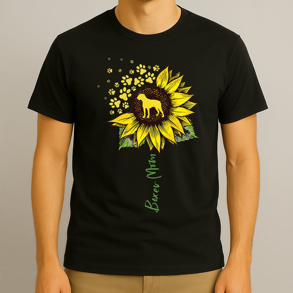 Boxer Mom Sunflower Boxer Dog Gifts Dog Mom Mama T-Shirt