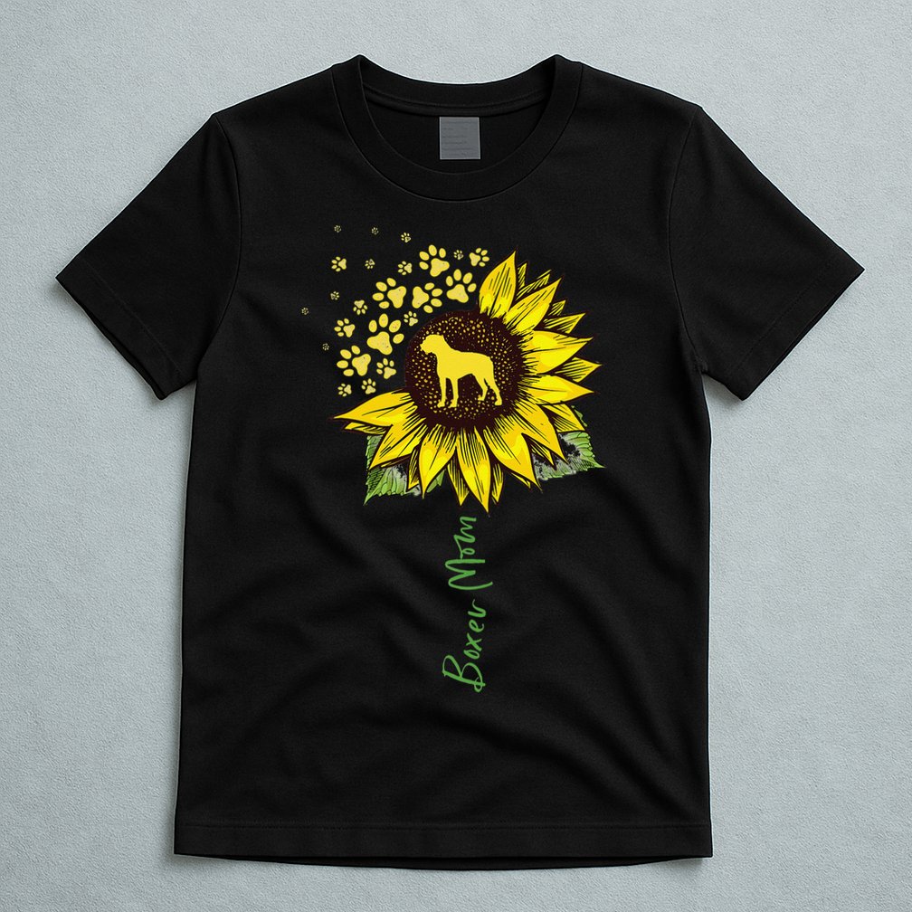 Boxer Mom Sunflower Boxer Dog Gifts Dog Mom Mama T-Shirt