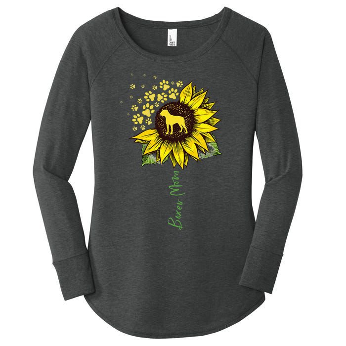 Boxer Mom Sunflower Boxer Dog Gifts Dog Mom Mama Women's Perfect Tri Tunic Long Sleeve Shirt