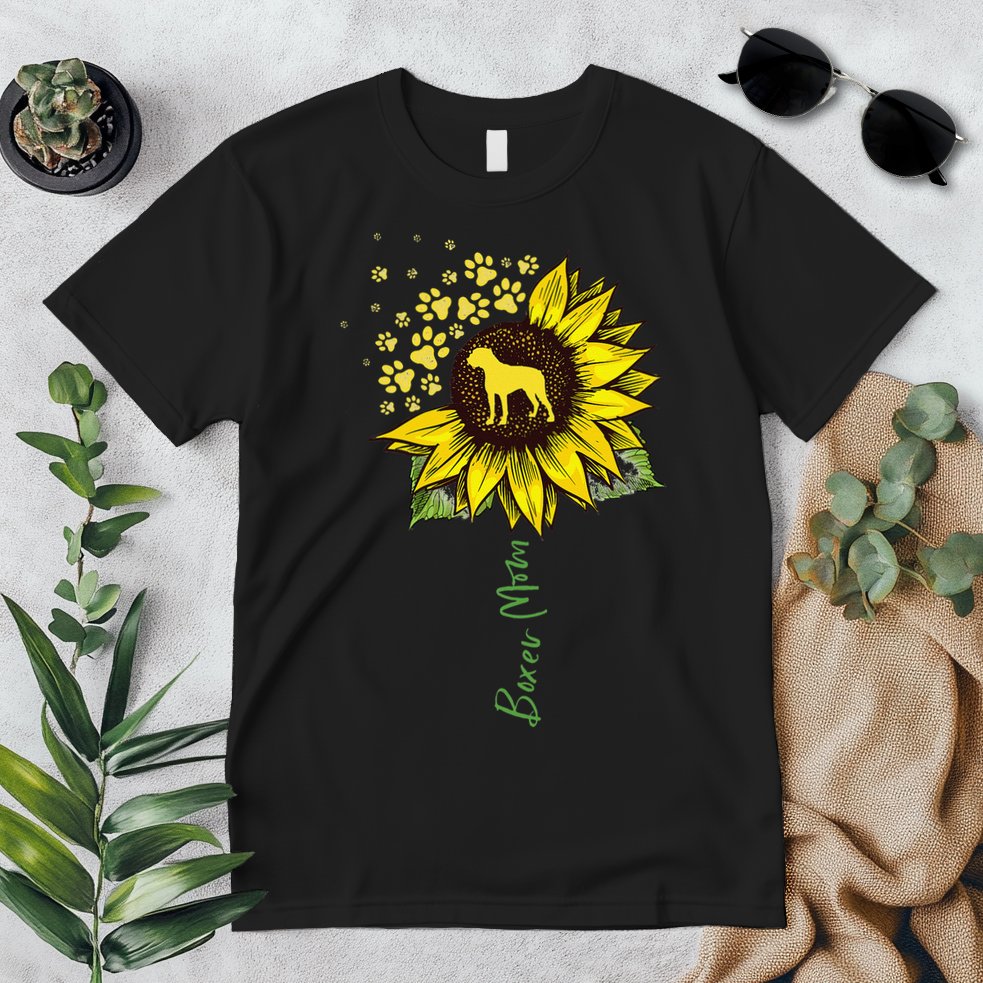 Boxer Mom Sunflower Boxer Dog Gifts Dog Mom Mama Premium T-Shirt