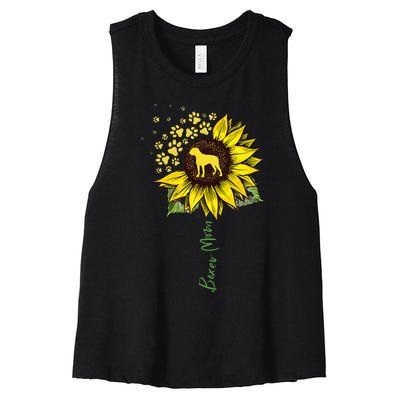 Boxer Mom Sunflower Boxer Dog Gifts Dog Mom Mama Women's Racerback Cropped Tank