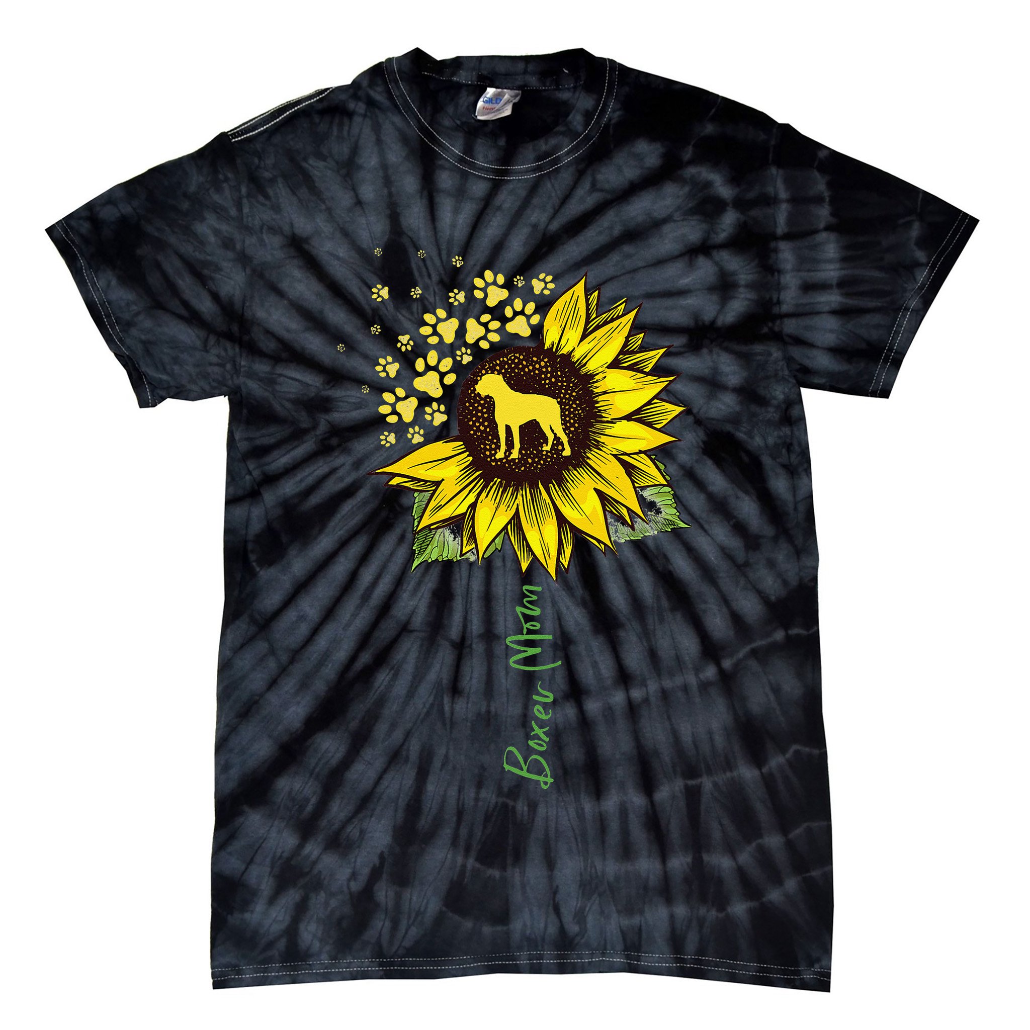 Boxer Mom Sunflower Boxer Dog Gifts Dog Mom Mama Tie-Dye T-Shirt