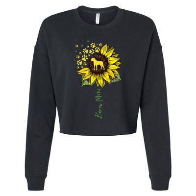 Boxer Mom Sunflower Boxer Dog Gifts Dog Mom Mama Cropped Pullover Crew