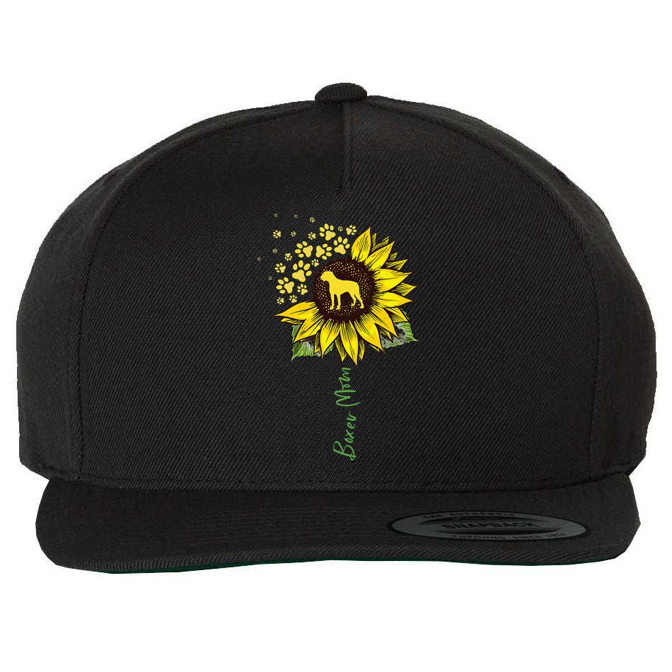 Boxer Mom Sunflower Boxer Dog Gifts Dog Mom Mama Wool Snapback Cap