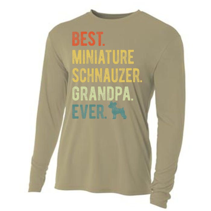 Best Miniature Schnauzer Grandpa Ever Dog Lover Fathers Day Cooling Performance Long Sleeve Crew