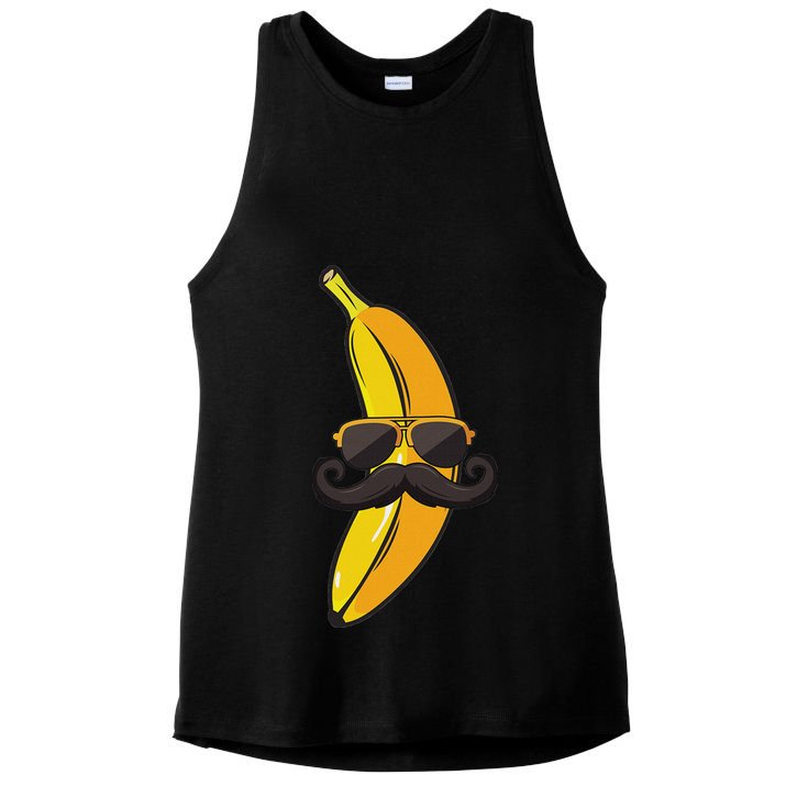 Banana Mustache Sunglasses Face Funny Fruit Cool Banana Ladies PosiCharge Tri-Blend Wicking Tank