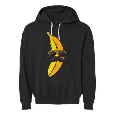 Banana Mustache Sunglasses Face Funny Fruit Cool Banana Garment-Dyed Fleece Hoodie