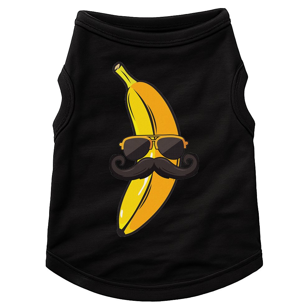 Banana Mustache Sunglasses Face Funny Fruit Cool Banana Doggie Tank