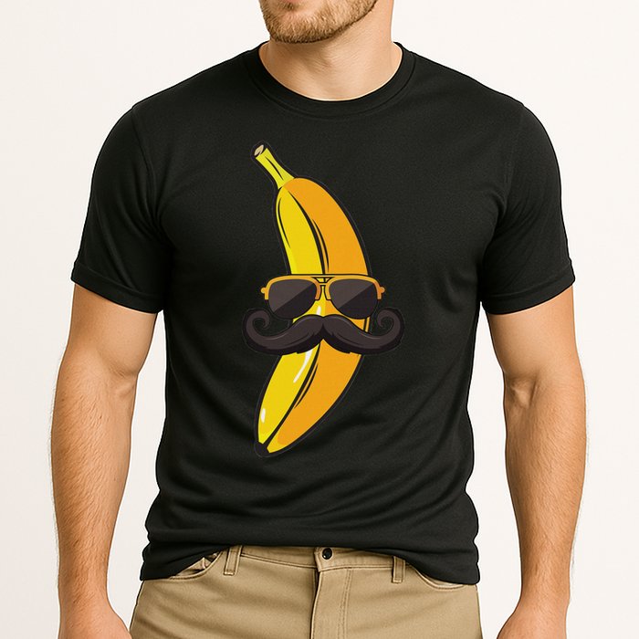 Banana Mustache Sunglasses Face Funny Fruit Cool Banana Cooling Performance Crew T-Shirt