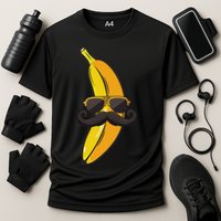 Banana Mustache Sunglasses Face Funny Fruit Cool Banana Cooling Performance Crew T-Shirt