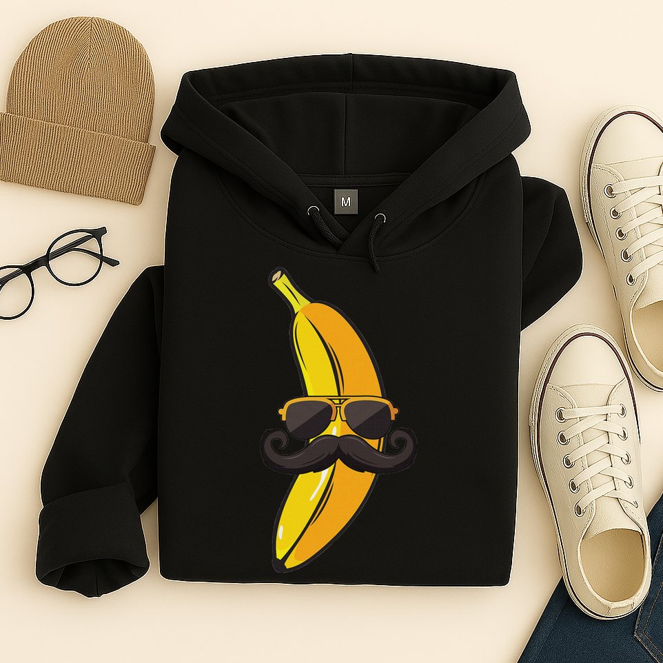 Banana Mustache Sunglasses Face Funny Fruit Cool Banana Hoodie