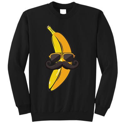 Banana Mustache Sunglasses Face Funny Fruit Cool Banana Sweatshirt