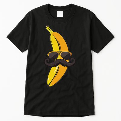 Banana Mustache Sunglasses Face Funny Fruit Cool Banana Tall T-Shirt
