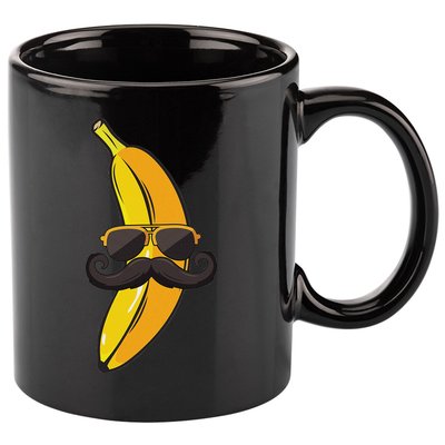 Banana Mustache Sunglasses Face Funny Fruit Cool Banana 11oz C Handle Ceramic Mug