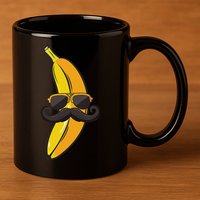 Banana Mustache Sunglasses Face Funny Fruit Cool Banana 11oz C Handle Ceramic Mug
