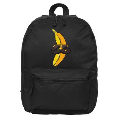 Banana Mustache Sunglasses Face Funny Fruit Cool Banana 16 in Basic Backpack