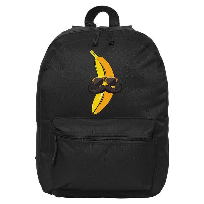 Banana Mustache Sunglasses Face Funny Fruit Cool Banana 16 in Basic Backpack