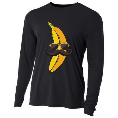 Banana Mustache Sunglasses Face Funny Fruit Cool Banana Cooling Performance Long Sleeve Crew