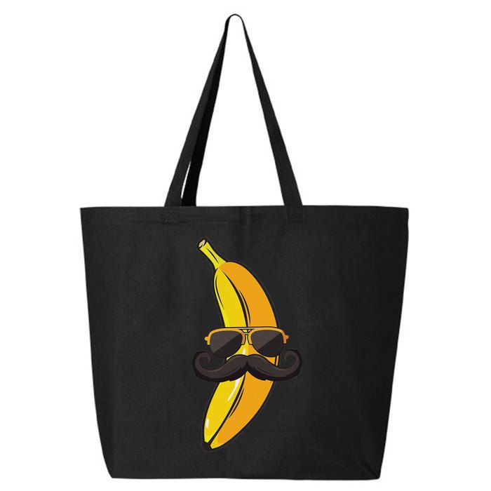 Banana Mustache Sunglasses Face Funny Fruit Cool Banana 25L Jumbo Tote