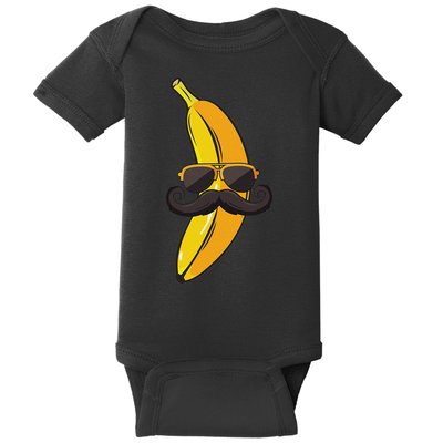 Banana Mustache Sunglasses Face Funny Fruit Cool Banana Baby Bodysuit