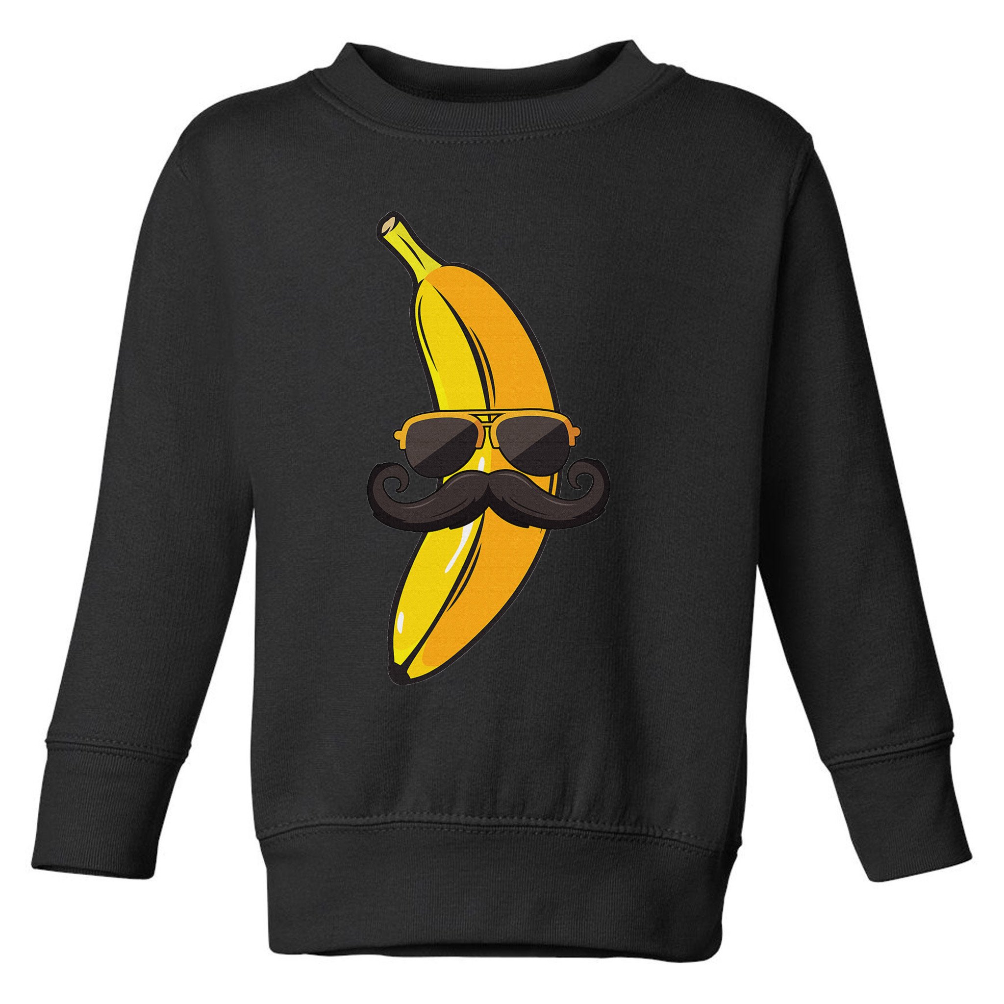 Banana Mustache Sunglasses Face Funny Fruit Cool Banana Toddler Sweatshirt