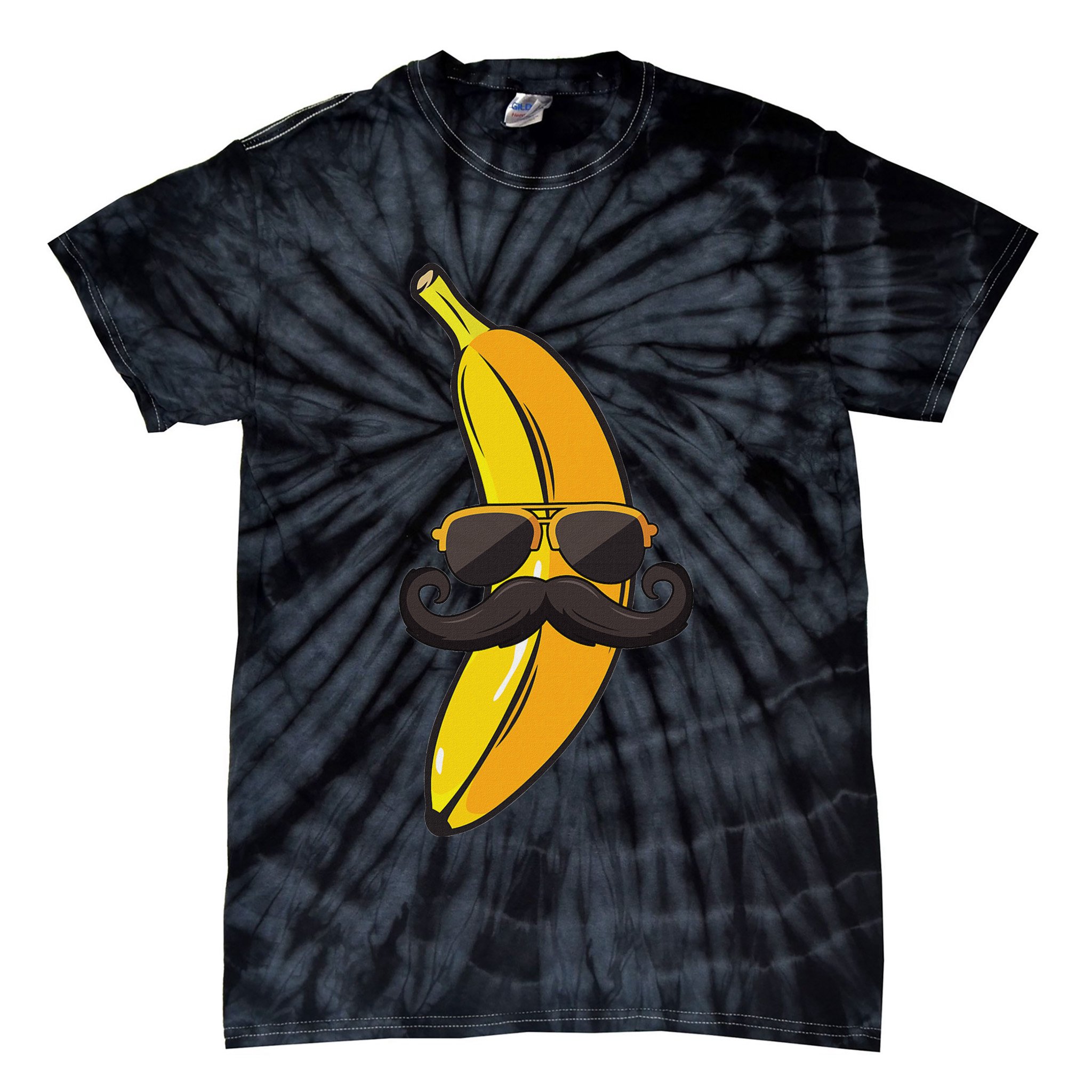Banana Mustache Sunglasses Face Funny Fruit Cool Banana Tie-Dye T-Shirt