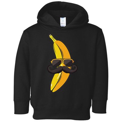 Banana Mustache Sunglasses Face Funny Fruit Cool Banana Toddler Hoodie