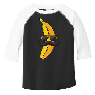 Banana Mustache Sunglasses Face Funny Fruit Cool Banana Toddler Fine Jersey T-Shirt