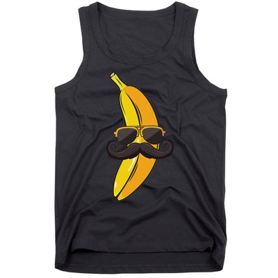Banana Mustache Sunglasses Face Funny Fruit Cool Banana Tank Top