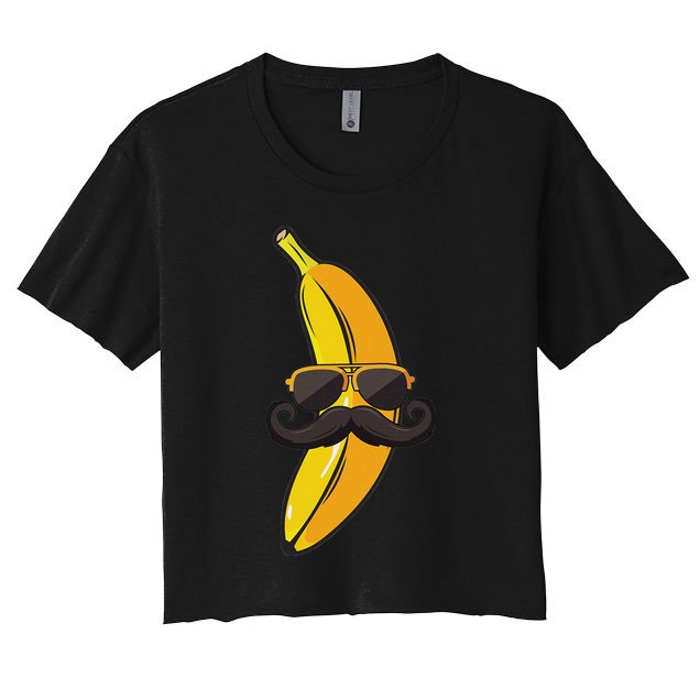 Banana Mustache Sunglasses Face Funny Fruit Cool Banana Crop Top