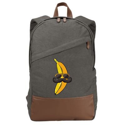 Banana Mustache Sunglasses Face Funny Fruit Cool Banana Cotton Canvas Backpack