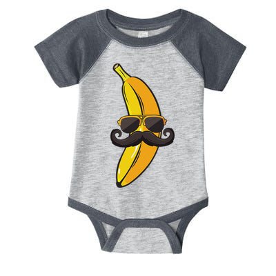 Banana Mustache Sunglasses Face Funny Fruit Cool Banana Infant Baby Jersey Bodysuit