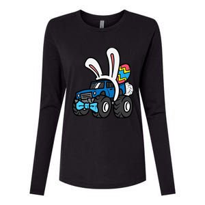 Bunny Monster Truck Bow Tie Cute Easter Boy Toddlers Womens Cotton Relaxed Long Sleeve T-Shirt