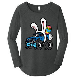 Bunny Monster Truck Bow Tie Cute Easter Boy Toddlers Women's Perfect Tri Tunic Long Sleeve Shirt