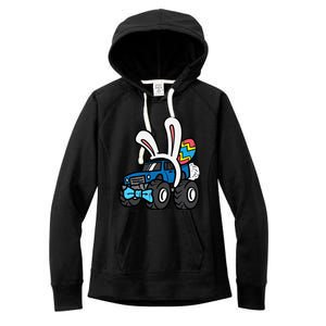 Bunny Monster Truck Bow Tie Cute Easter Boy Toddlers Women's Fleece Hoodie