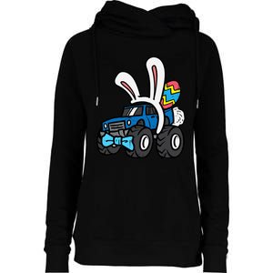 Bunny Monster Truck Bow Tie Cute Easter Boy Toddlers Womens Funnel Neck Pullover Hood