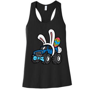 Bunny Monster Truck Bow Tie Cute Easter Boy Toddlers Women's Racerback Tank