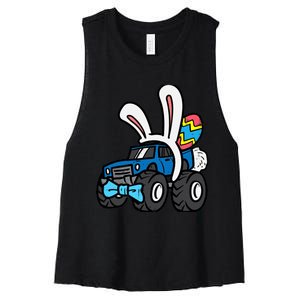 Bunny Monster Truck Bow Tie Cute Easter Boy Toddlers Women's Racerback Cropped Tank