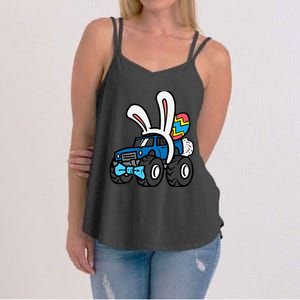 Bunny Monster Truck Bow Tie Cute Easter Boy Toddlers Women's Strappy Tank