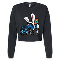 Bunny Monster Truck Bow Tie Cute Easter Boy Toddlers Cropped Pullover Crew