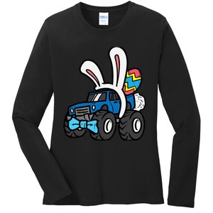 Bunny Monster Truck Bow Tie Cute Easter Boy Toddlers Ladies Long Sleeve Shirt