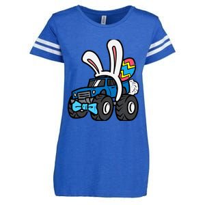 Bunny Monster Truck Bow Tie Cute Easter Boy Toddlers Enza Ladies Jersey Football T-Shirt