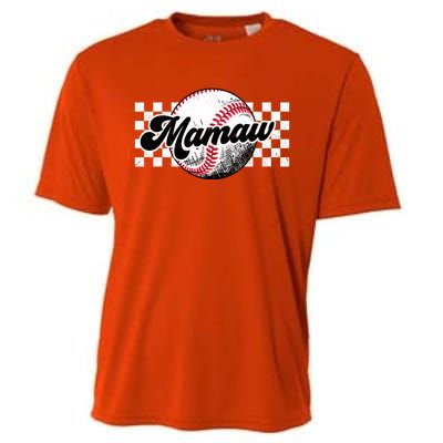 Baseball Mamaw Tball Mamaw Retro Checkered Vintage Family Great Gift Cooling Performance Crew T-Shirt