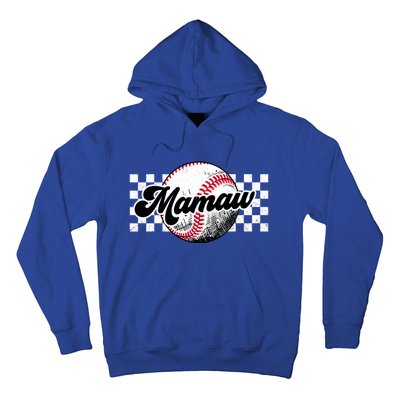 Baseball Mamaw Tball Mamaw Retro Checkered Vintage Family Great Gift Hoodie