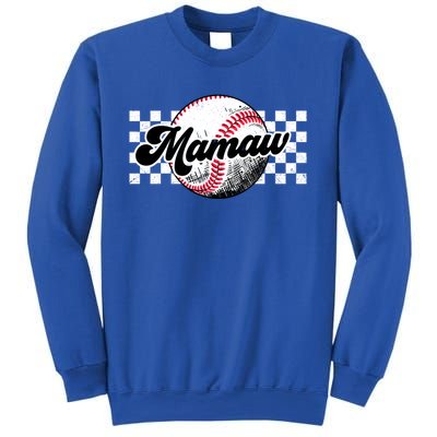 Baseball Mamaw Tball Mamaw Retro Checkered Vintage Family Great Gift Sweatshirt