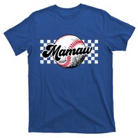 Baseball Mamaw Tball Mamaw Retro Checkered Vintage Family Great Gift T-Shirt