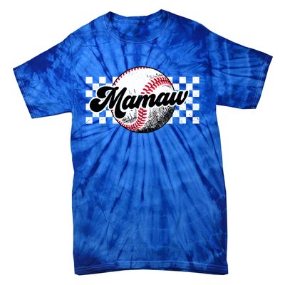 Baseball Mamaw Tball Mamaw Retro Checkered Vintage Family Great Gift Tie-Dye T-Shirt