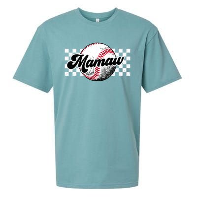 Baseball Mamaw Tball Mamaw Retro Checkered Vintage Family Great Gift Sueded Cloud Jersey T-Shirt