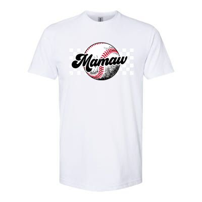 Baseball Mamaw Tball Mamaw Retro Checkered Vintage Family Great Gift Softstyle CVC T-Shirt