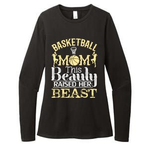 Basketball Mom This Beauty Raised Her Beast Basketball Gift Womens CVC Long Sleeve Shirt